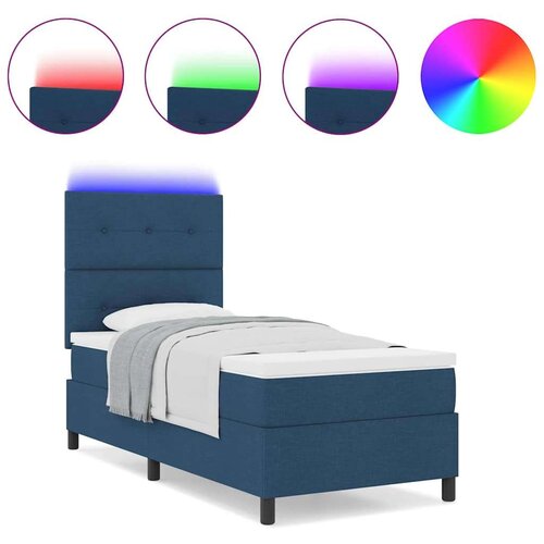 VidaXL Box spring krevet s madracem Plava 90 x 190 cm tkanina Slike