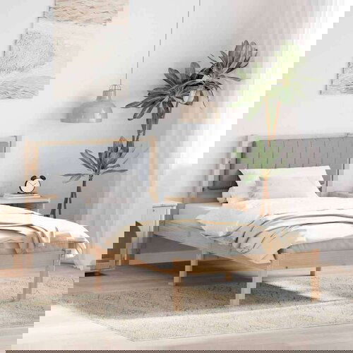 vidaXL Krevetni okvir s tapiciranim uzglavljem Svijetlo siva Cijene