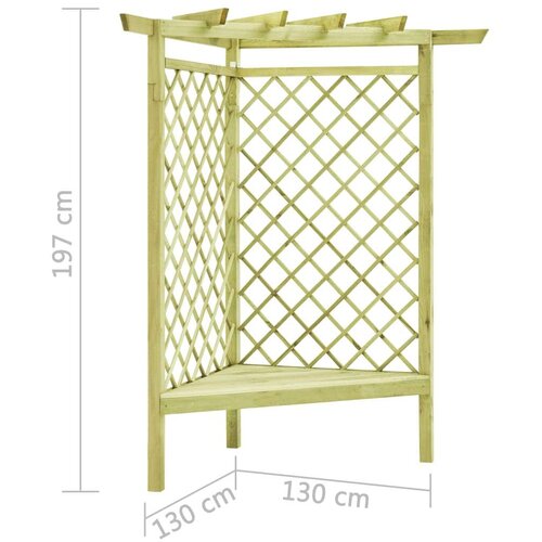  Kotna pergola s klopjo 130x130x197 cm impregnirana borovina Cene