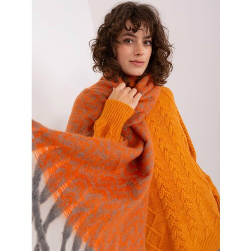 Fashion Hunters Grey and orange scarf with patterns Slike