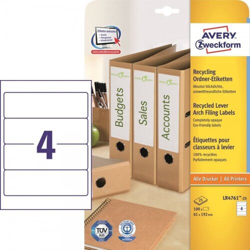 Avery Zweckform Reciklirane etikete za široke registratorje 192 x 61 mm Cene