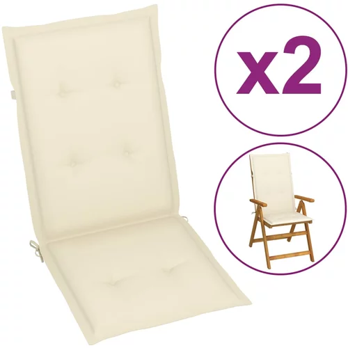 vidaXL jastuci za vrtne stolice 2 kom krem 120x50x3 cm