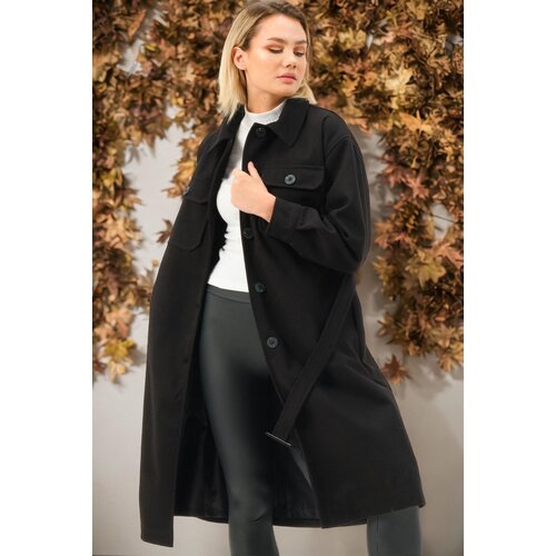 Dewberry Z6777 LADIES&amp;#039; COAT-PLAIN BLACK Slike