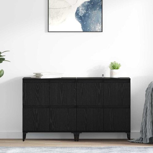 vidaXL Stranske omare 2 pcs Črna Orehovina 60 x 35 x 70 cm Cene