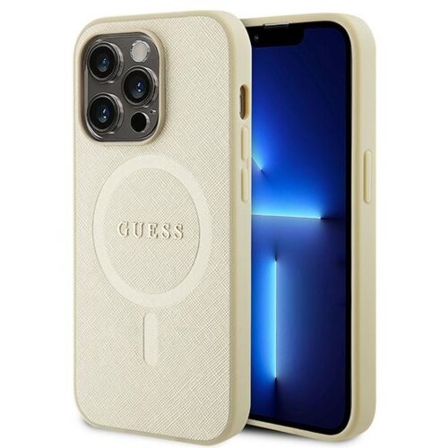 Guess ovitek iPhone 15 Pro Max - MagSafe - Saffiano - zlat - GUHMP15XPSAHMCB Cene
