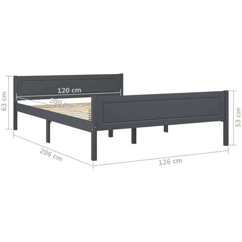  Za krevet od masivne borovine sivi 120 x 200 cm Slike
