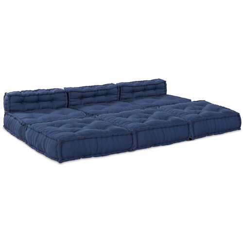 VidaXL Puff Set od 4 Indigo Pamuk Veliki Odvojivo Set jastučića Slike
