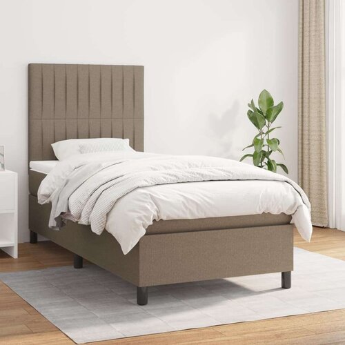  Box spring postelja z vzmetnico taupe 90x190 cm blago, (20791482) Slike