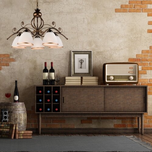  Luster na lancu RETRO II 5xE27/60W/230V crna patina Slike