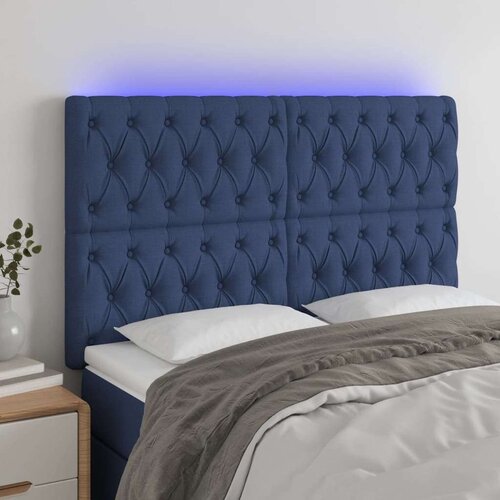  Uzglavlje plavo 160x7x118/128 cm od tkanine Slike
