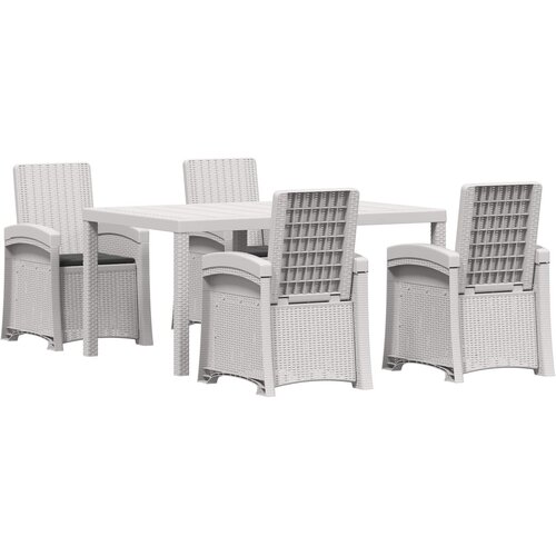  Vrtni set za objed 5 kom. Bijela i antracit PP 150 cm Slike