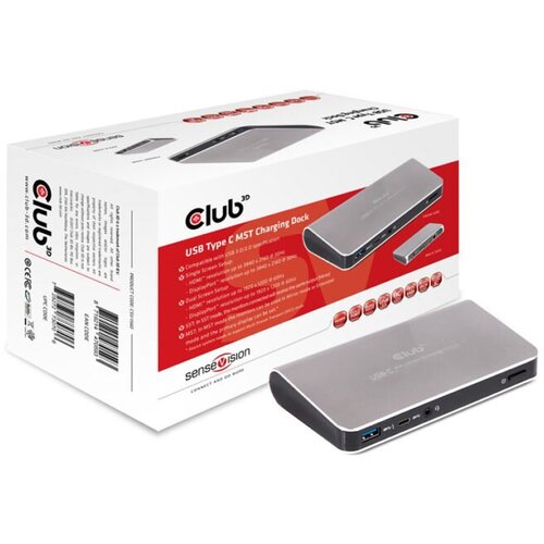 Docking station Club 3D USB TYPE C 3.1 GEN 1 MST SINGLE 4K30HZ DUAL 1200P CHARGING DOCK 60W CSV-1560 Slike