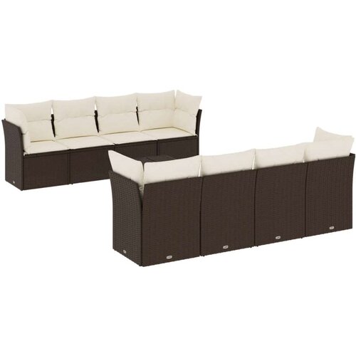 VidaXL 9-dijelni set vrtnih sofa s jastucima poliratan smeđi Slike