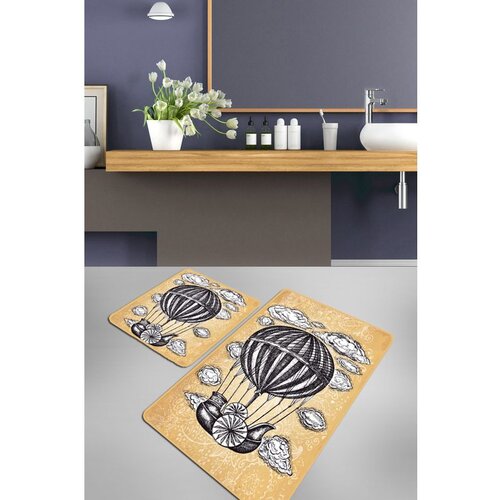 Propeller yellowblackwhite bathmat set (2 pieces) Cene