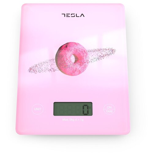 Staklena LCD kuhinjska vaga do 5 kg roza Slike