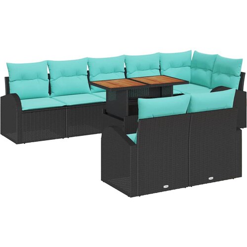 vidaXL Vrtna sedežna garnitura s shranjevanjem 9 pcs Črna Poly ratan, (5000145595) Cene