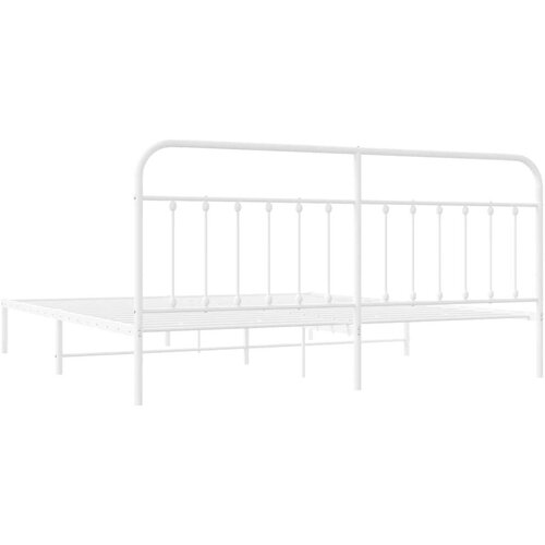 VidaXL Metalni okvir za krevet s uzglavljem bijeli 193x203 cm Slike