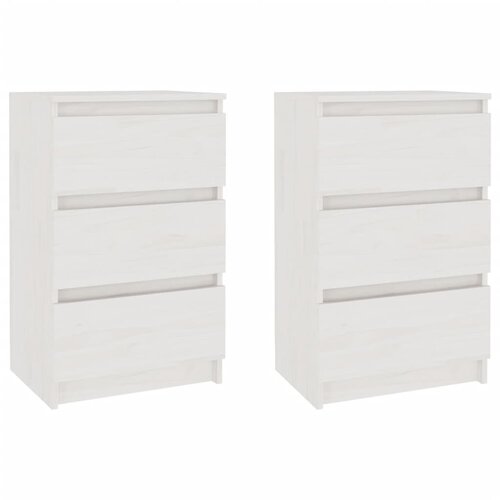 Maison Chic Dvo delni komplet Nočne omarice - Nočne mize bela 40x29,5x64 cm trdna borovina, (21687329) Cene