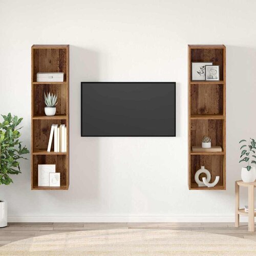  Set TV komoda 2 pcs Smeđa 37 x 37 x 142,5 cm Konstruirano drvo Cijene