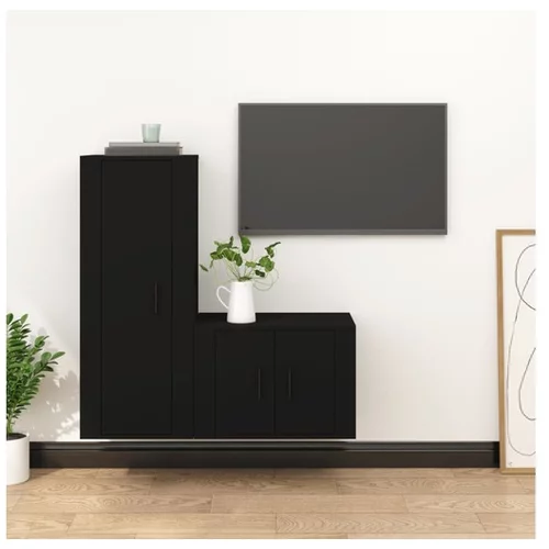  Komplet TV omaric 2-delni črn inženirski les