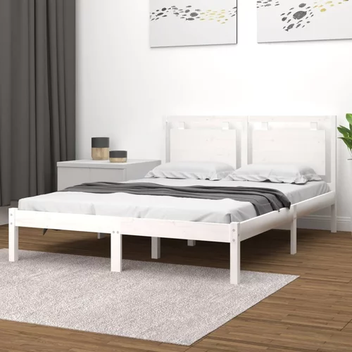  Okvir za krevet od masivnog drva bijeli 135x190 cm 4FT6 bračni
