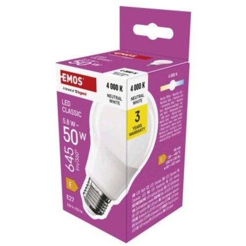Emos LED žarnica Classic A60 ZQ5E33, E27, nevtralna bela Slike
