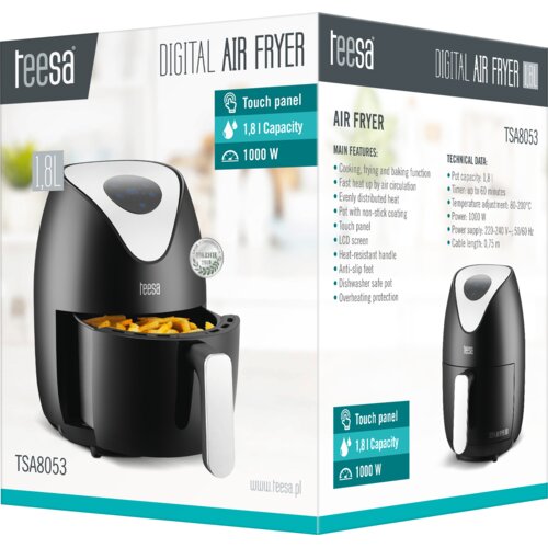 Teesa TSA8053 Digital Air Fryer 1,8L &amp;ndash; moderna friteza na vroč zrak za zdravo pripravo hrane Slike