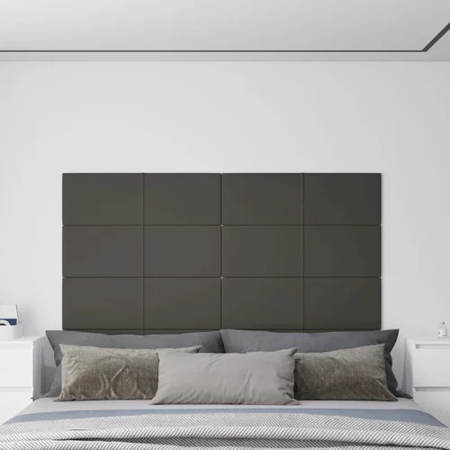vidaXL Stenski paneli 12 kosov temno sivi 90x30 cm žamet 3,24 m²
