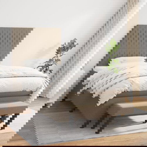 The Living Store Box spring postelja z vzmetnico taupe 80x200 cm blago - Box Spring Postelja, (21514328) Cene