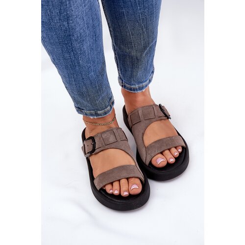 Zazoo Women's Suede Platform Slippers Brown 3024 Cene