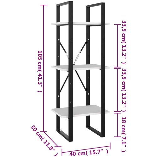 VidaXL Knjižna omara 3-nadstropna 40x30x105 cm trdna borovina Slike