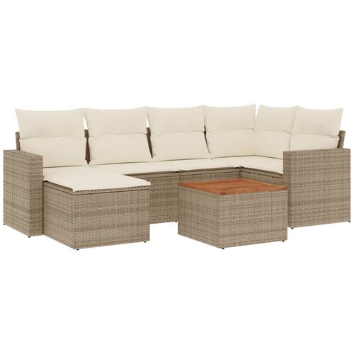 7-dijelni set vrtnih sofa od poliratana s jastucima bež 66 x 62 x 69 cm Slike