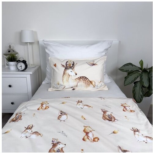 Jerry Fabrics Bež bombažna otro&amp;scaron;ka posteljnina za otro&amp;scaron;ko posteljico 100x135 cm Animals &amp;quot;Woodland&amp;quot; &amp;ndash; Slike