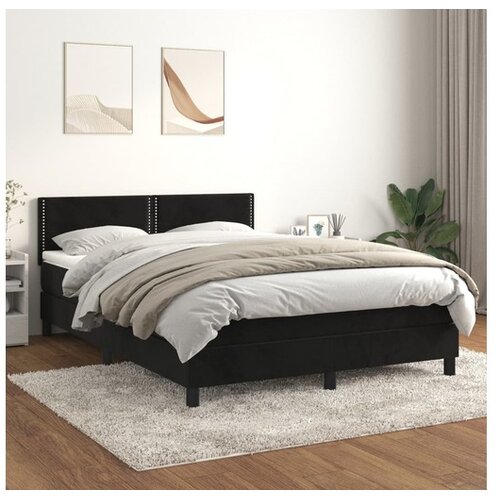 Box spring postelja z vzmetnico črna 140x200 cm žamet Cene
