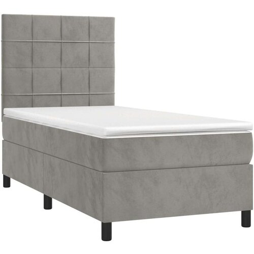  Box spring s madracem LED svjetlosivi 90x190 cm bar&amp;scaron;un Slike