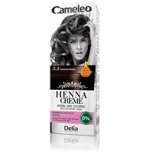 Cameleo farba za kosu bez amonijaka, na bazi prirodne kane (hene) 3.3 čokoladno smeđa 75 g - delia Cene