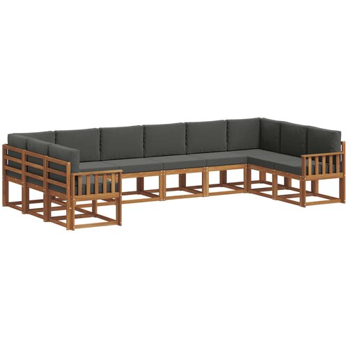  Set vanjskih sofa 10 kom. Prirodna i antracit Smeđa 363 x 187,5 x 73 cm Slike