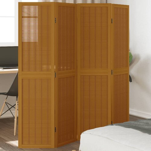  The Living Store Paravan 4-delni rjav trden les pavlovnije - Pregrada Za Prostor, (21494115) Slike