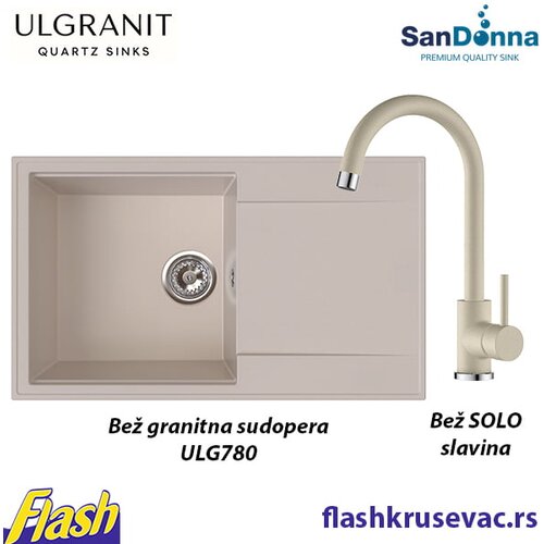  Granitna sudopera Ulgranit ULG780 (BEŽ) + slavina SanDonna - SET Cene