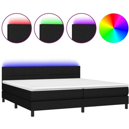 Maison Chic Box spring postelja - Vzmetna postelja z vzmetnico LED črna 200x200 cm blago SL22610, (21891661) Cene