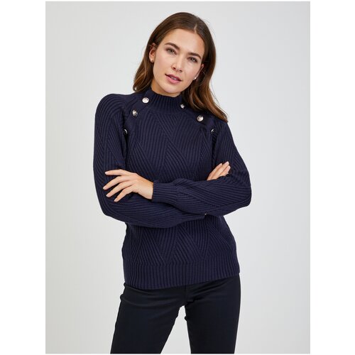 Orsay Dark blue women's ribbed sweater with decorative buttons - Ladies Cijene