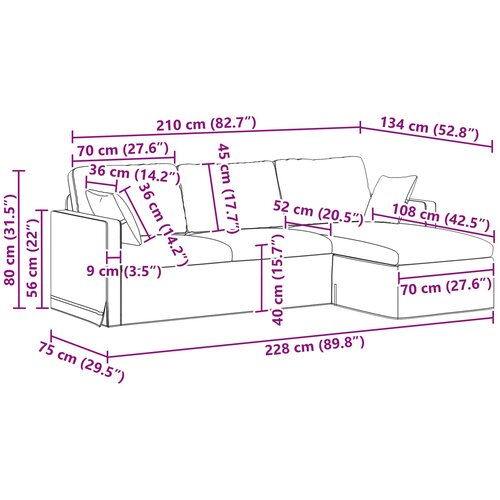 SOFA Crna 228 x 134 x 80 cm Bar&amp;scaron;un Slike