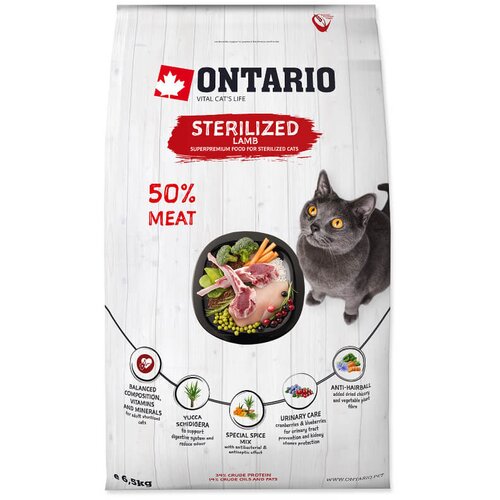 Ontario Cat Sterilised - ovca 6,5 kg Cene