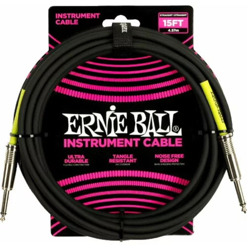 Ernie Ball PVC Straight Straight Inst Cable Crna 4,6 m Ravni - Ravni
