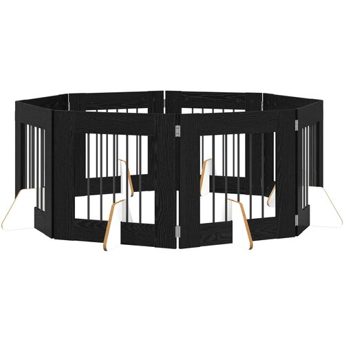 Vrata za pse s postoljem 8 pcs Crni hrast 60 x 60 cm Slike