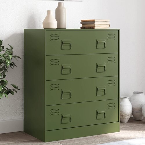 The Living Store Komoda olivno zelena 67x39x83 cm jeklo - Komoda, (21837406) Cene