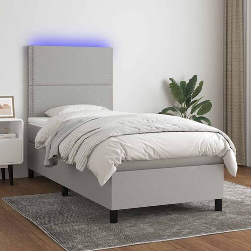  box spring s madracem LED svjetlosivi 90x200 cm tkanina Cijene