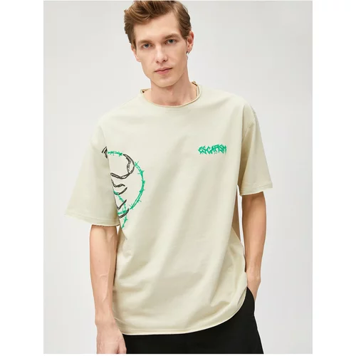 Koton Oversize T-Shirt Insect Printed Crew Neck Short Sleeve Cotton