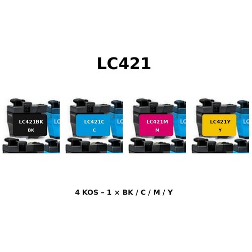  Komplet kompatibilnih kartu&amp;scaron; za Brother LC421 za DCP-J1050DW, DCP-J1140DW, MFC-J1010DW &amp;ndash; BK/C/M/Y, 4 kos Slike