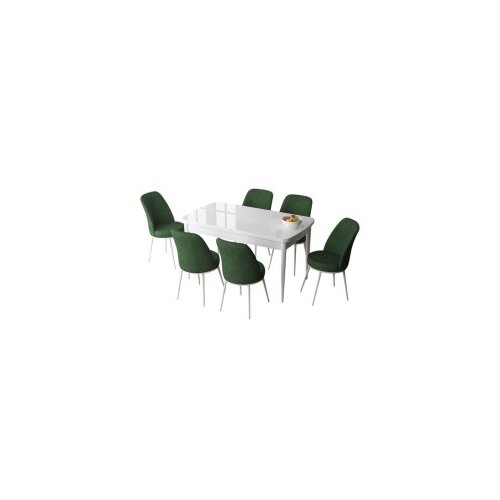 Hanah home Set Trpezarijski sto i 6 stolica Zen, zelena i bijela Cijene